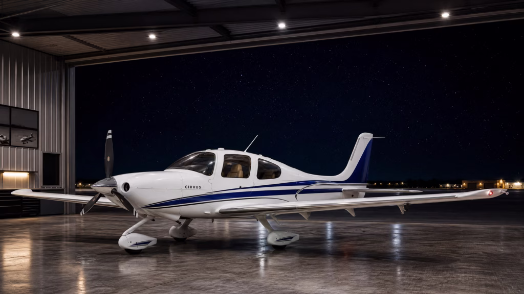 Cirrus SR22 G3 no hangar fretamento e táxi aéreo com a Embarque Oficial