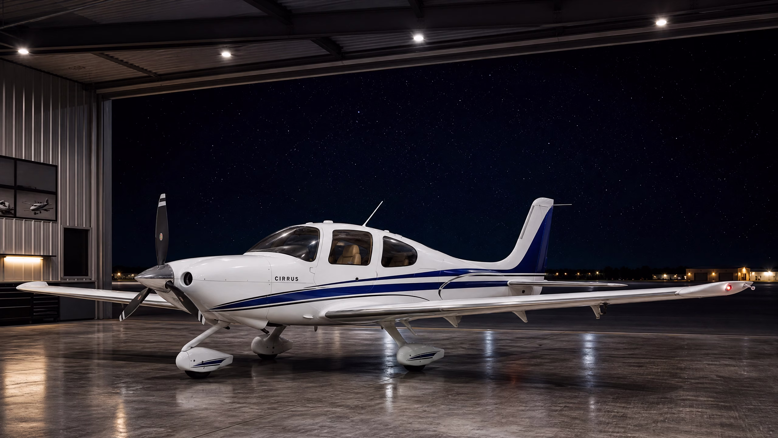 Cirrus SR22 G3 no hangar fretamento e táxi aéreo com a Embarque Oficial